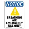 Signmission OSHA Sign, Breathing Air Emergency With Symbol, 24in X 18in Rigid Plastic, 18" W, 24" L, Portrait OS-NS-P-1824-V-10384